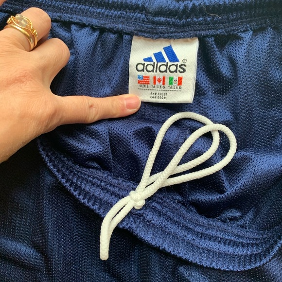 Mens Adidas Navy blue shorts. Polyester no inside brief. Mens large? 30” waist - Picture 5 of 5